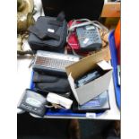 Various vintage cassette tape players, radios, etc. (1 tray)