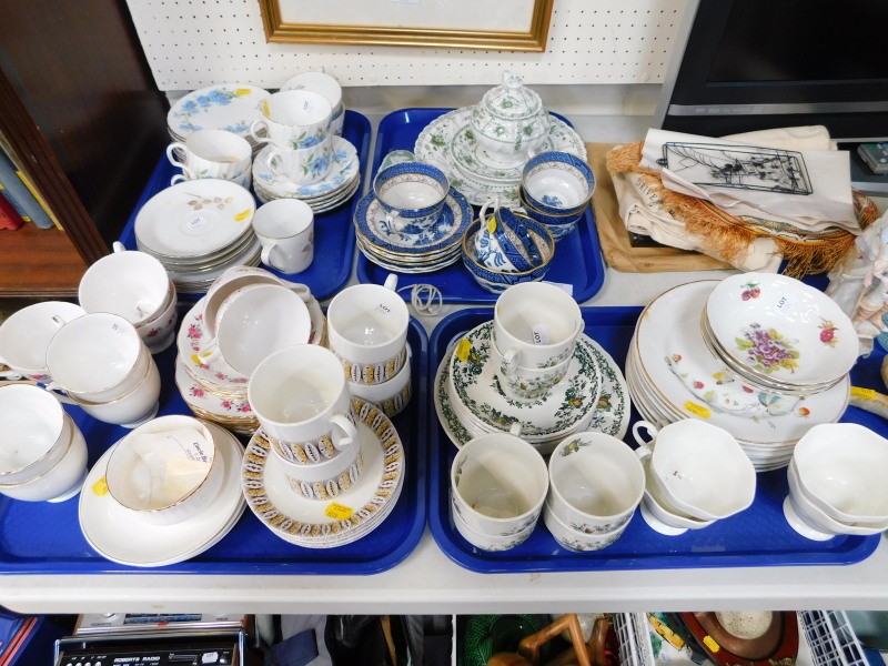 Assorted tea and coffee wares, including Royal Tudor, Old Willow pattern service and Adderley, and