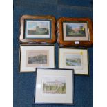 Two framed late 18thC/early 19thC coloured engravings of Stoke Rochford Church and Little Ponton, in