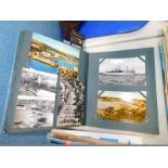 A postcard album, containing mainly black and white views of the South West coastal towns, Wales,