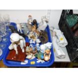 Lladro and Nao porcelain figures, Hummel figures and sundries. (1 tray plus)