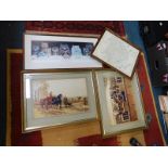 Equestrian and countryside related prints and an oil painting. (7)