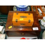 A Victorian rosewood jewellery box, 25.5cm wide., together with a sycamore money box, 14cm wide. (