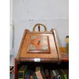 A Victorian mahogany coal box, with brass handle and liner, 31.5cm wide, 47cm deep.