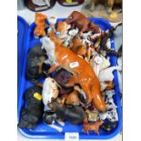 Animal ornaments, including Leonardo Collection Meerkats, Sherlock Holmes pottery figures, a pair of