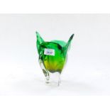 A Murano green and amber glass vase, 19cm high.