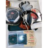 A pair of Wharfdale Isodynamic headphones, cased., Sanyo headphones., Lloyd's Model Y683