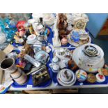 Various china, including Waterside Fine China bird plates, musical decanter modelled as a dog,