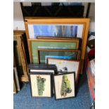 Framed prints and jigsaw puzzles, of locomotive and WWII airplanes. (a quantity)