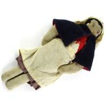 An early to mid 20thC child's fabric nurse doll (AF), 35cm long.