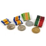 A collection of medals, to include two 1914-18 First World War medals, Second World War Defence