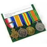 A group of four First World War medals, awarded to 5503 Private C. Fluder of the 6th Dragoon guards,