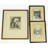 After D Deighton. Glory Hole Lincoln and Newport Arch Lincoln, artist signed etchings and a proof