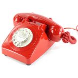 A 1960's GPO 706 red telephone, in unissued condition, refurbished by BT 1982, bell on/off switch