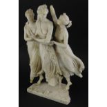 A Victorian Grand Tour type marble statue of the three Graces, on a shaped base, incomplete (AF),