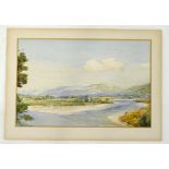 C.N. Worsley. River landscape, possibly New Zealand, watercolour, 21cm x 32cm.