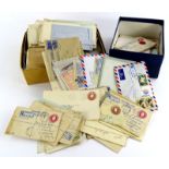 A quantity of airmail registered letters etc., to include a number of South Africa, George V, etc.