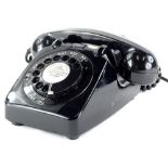 A 1960 GPO 706 black telephone, with bell on/off switch, original junction box with BT plug.