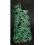 Martin Pearce. A studio pottery biomorphic style vase, of slab form with all over turquoise lava