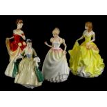 A collection of four porcelain figurines, Royal Doulton Summer, Elegance, Gift of Love and Autumn