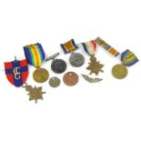 A collection of First World War medals, awarded to a Private J. Stevenson of the North 'O Fusiliers,