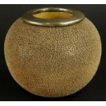 A Royal Doulton stoneware match strike, with silver lid stamped Finnegans, Birmingham 1925, 14cm