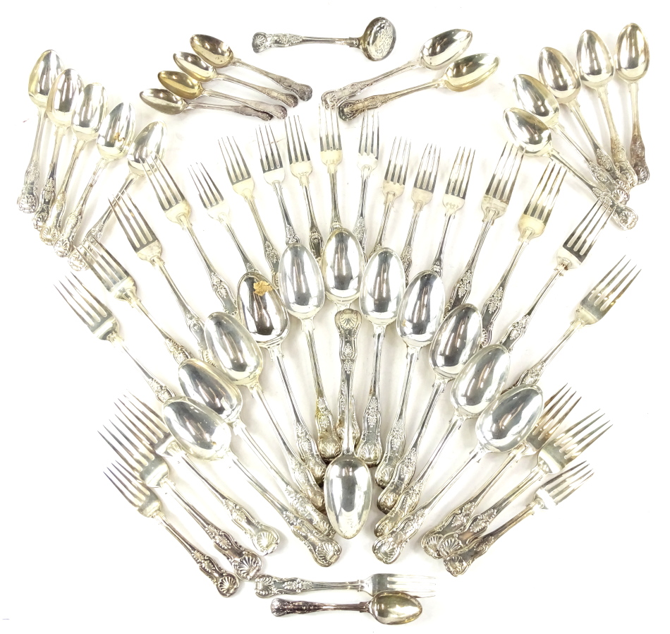 A composite set of 19thC Kings pattern silver cutlery, to include twelve dessert spoons, twelve