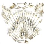 A composite set of 19thC Kings pattern silver cutlery, to include twelve dessert spoons, twelve