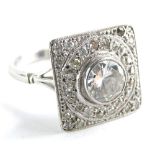WITHDRAWN PRE-SALE BY VENDOR An Art Deco Diamond set dress ring, with central old cut diamond, in