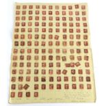 A sheet containing a large quantity of Victorian Penny Red stamps, approximately one hundred and