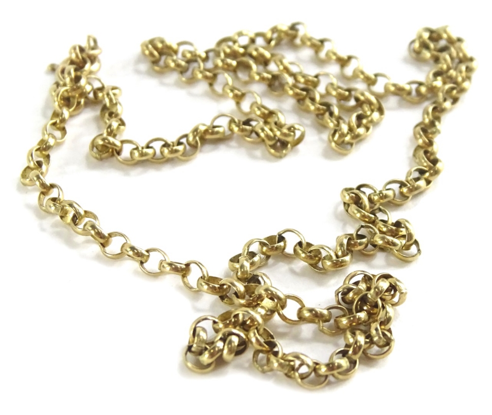 A 9ct gold curb link chain, 54cm long overall, 10.4g all in.