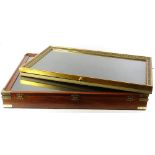 A hardwood and brass bound display case for medals, and similar gilt example.