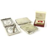 A collection of silver plated items etc., to include an oriental cigarette case, decorated with