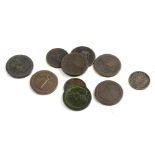 A quantity of mainly 18thC British bronze coinage, to include an example restruck with the name