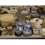 A Blairs china part tea service, Artex carriage clock, part dinner wares, bisque figures, etc. (1