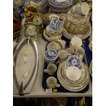 Part tea and dinner wares, to include India tree pattern, various mantel clocks, etc., Saco wall