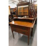 An Edwardian walnut mirror backed dressing table.