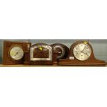 Various mantel clocks, to include an oak cased Napoleon hat mantel clock, barometer, etc. (4)