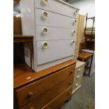 A cherrywood chest of three drawers, a white chest of drawers, bedside tables, etc. (a quantity)