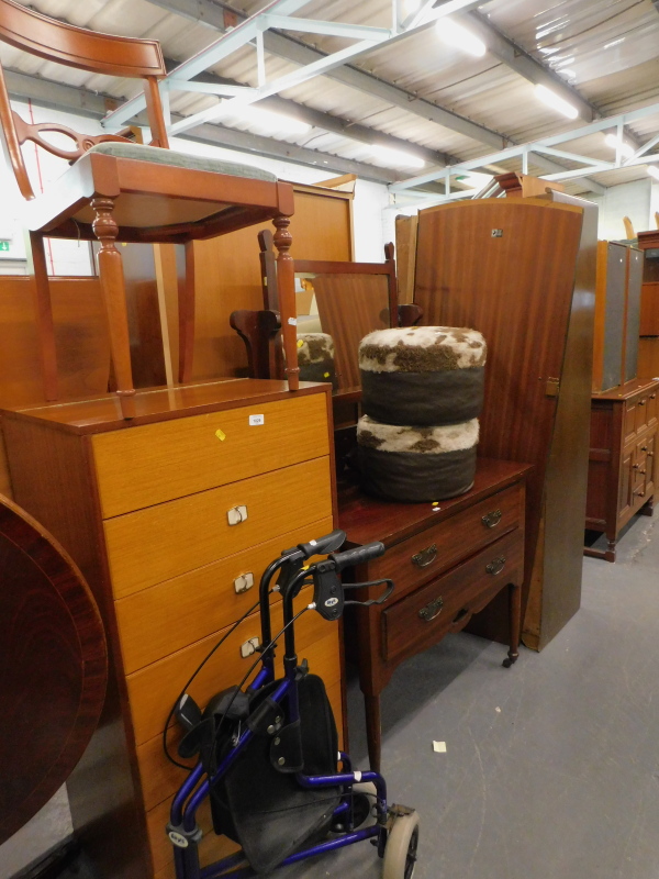 Sundry furniture, to include a Stag single wardrobe, Edwardian mahogany mirror backed dressing