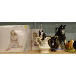 Miscellaneous items, to include pottery shire horses, 19thC porcelain jug, two Leonardo Collection