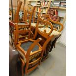 Sundry furniture, to include a yew drop leaf table and various chairs. The upholstery in this lot