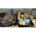 Decorative china, glassware and effects, etc., to include a teapot, bud vase, glass basket,