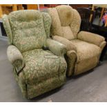 Two electric reclining armchairs, in floral fabric (2, AF).