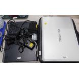 A Toshiba Satellite Pro laptop, and another, a Sony Cybershot camera, laptop case etc. (a