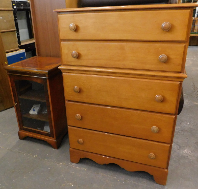 Sundry furniture, to include a Crawford Furniture American chest of five drawers, a walnut and