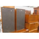 A Fidelity teak cased record player and a pair of Celestion Ditton 44 speakers.