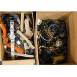 Costume jewellery, to include bangles, various wristwatches, etc. (2 boxes).