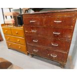 A grained pine galleried chest of four drawers, and a Victorian pine chest of drawers (2).