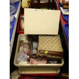 A large quantity of needlework related items, to include a painted pine chest of four drawers,